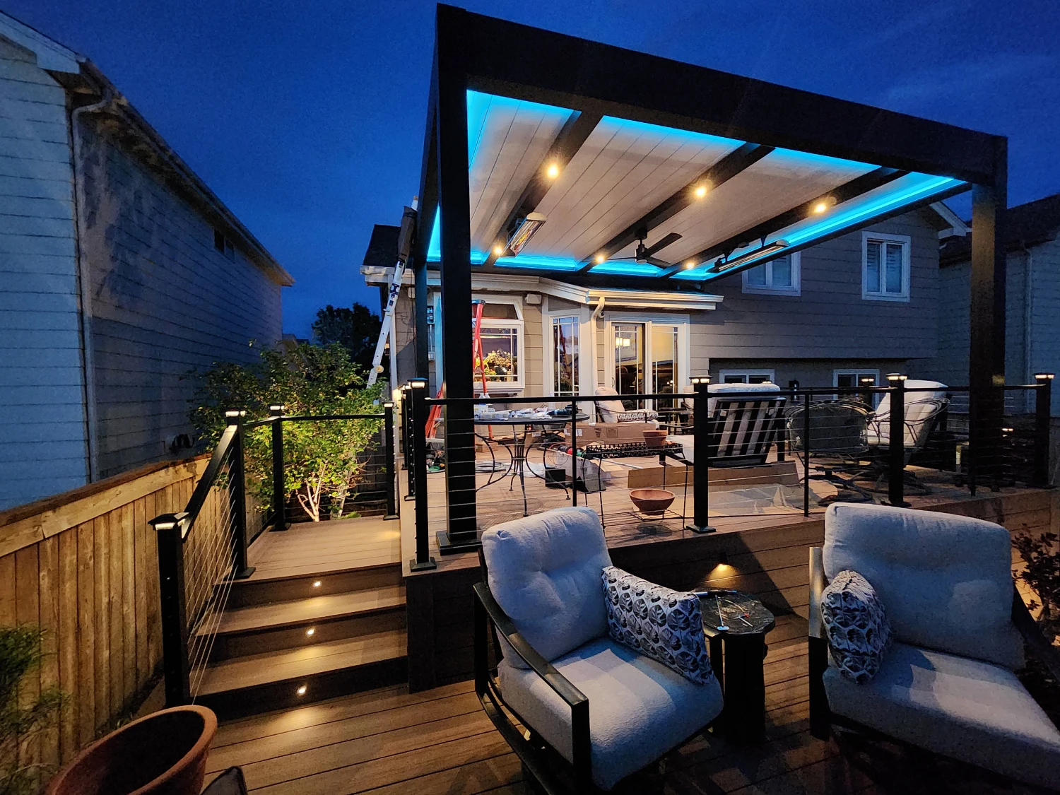 Low-voltage deck lighting installed in composite steps